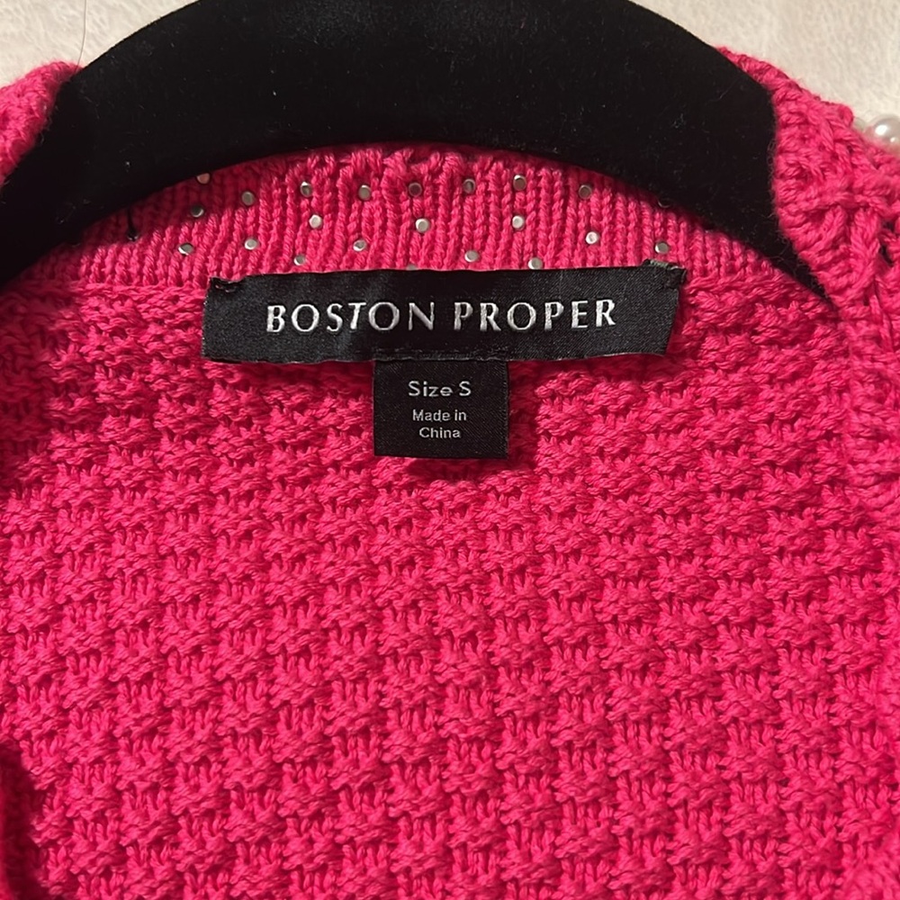 Boston Proper. Crochet Pink Perl Cardigan. Size S. - Picture 10 of 10